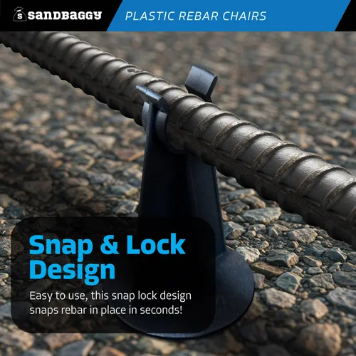 Miniatura 5 de Sandbaggy Silla de plástico con barras de refuerzo, se adapta a barras de refuerzo #3 a #5, construcción resistente, elección preferida