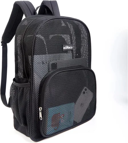 Miniatura 2 de Edraco Mochila de malla resistente, mochila transparente, bolsa de malla para libros, Negro -, Estilo 2