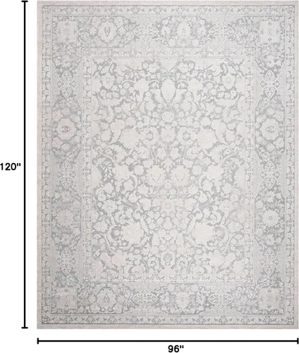 Miniatura 2 de SAFAVIEH Alfombra 8x10 - Colección Reflection - Grande - Gris Claro y Crema, Sin Desprendimiento y Fácil Limpieza, Ideal para Sala de Estar, Gris