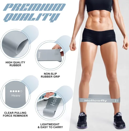 Miniatura 2 de Hollowfly 12 bandas de ejercicio de látex para entrenamiento de glúteos, bandas de ejercicio elásticas antideslizantes para piernas, sentadillas