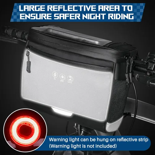Miniatura 3 de WOTOW Bolsa para Manillar Delantero de Bicicleta - Bolsas de Canasta para Manillar de Bicicleta Grande Reflectante Impermeable Alforja