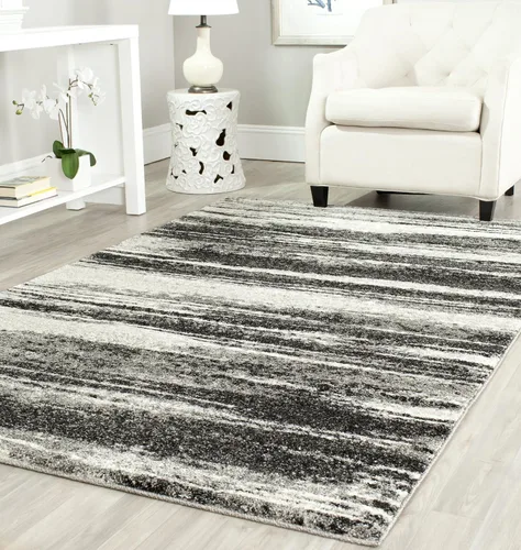 Miniatura 7 de SAFAVIEH Retro Collection - Alfombra decorativa, 2 pies 3 pulgadas x 5 pies, gris oscuro y gris claro, diseño abstracto, no desprende pelusa