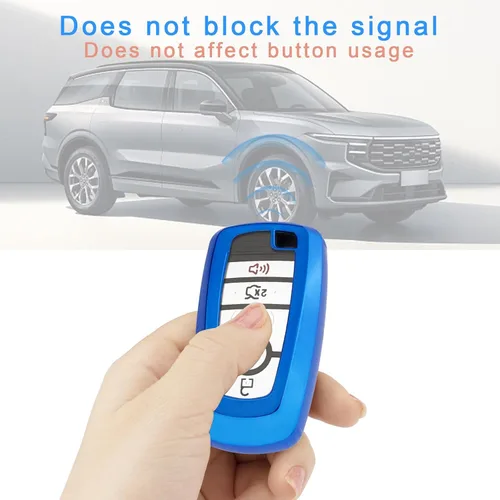 Miniatura 6 de XIYANG TRADE Funda para llavero Ford con llavero, funda para llavero para Ford Explorer Fusion Escape Edge Expedition F150 F250 F350 F450 F550 Azul