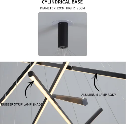 Miniatura 7 de JAYMP Candelabros LED modernos, lámpara colgante regulable para techo alto, sala de estar, comedor, escalera, restaurante, Sputnik, lámpara colgante