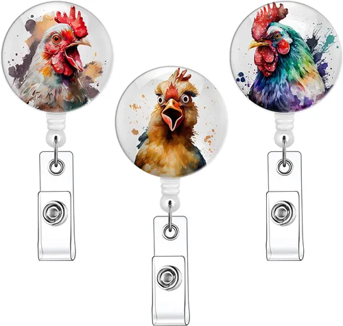 Miniatura 14 de Paquete de 3 Carretes para Insignias - Lindo Portainsignias Retráctil con Clip de ID para Accesorios de Enfermera para el Trabajo, Divertidos