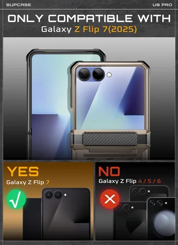 Miniatura 2 de SUPCASE Funda para Samsung Galaxy Z Flip 7 con soporte integrado y clip para cinturón (Unicorn Beetle Pro), [protección de bisagra]