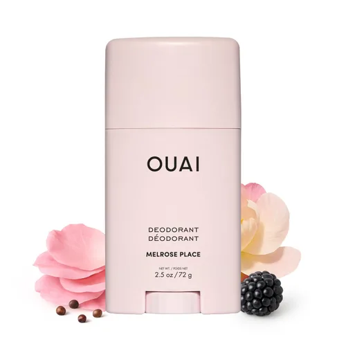 OUAI Desodorante sin aluminio - Desodorante para mujeres con control de olor de 24 horas y aplicación invisible - Enriquecido con notas de rosa,
