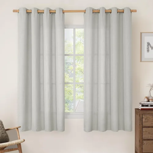 Miniatura 58 de LAMIT Cortinas de lino sintético para dormitorio, paneles filtrantes de luz, cortinas de lino con protección de privacidad con ojales para ventanas