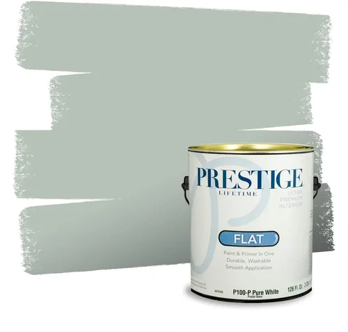 Miniatura 91 de Prestige Paints - Pintura exterior e imprimación en uno, 1 galón, plano, compatibilidad comparable con el color menta «Whipped Mint» de Behr