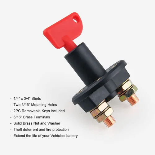 Miniatura 5 de Interruptor de desconexión de batería con 1 llave aislador de batería interruptor de desconexión universal para barcos de coches marinos