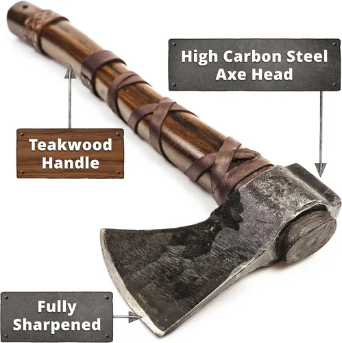 Miniatura 4 de Norse Tradesman Hacha de lanzamiento vikingo de 14 pulgadas, hacha nórdica totalmente afilada, cabeza de hacha de acero al carbono con punto de cruz