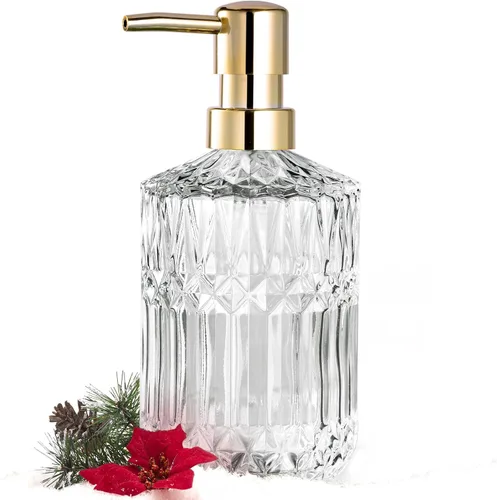 Miniatura 11 de EMPO Dispensador de jabón de vidrio transparente con bomba de plástico ABS, dispensadores de loción de cristal para fregadero de cocina, baño Negro