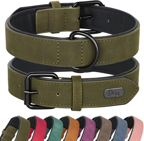 Miniatura 14 de Didog Collar de perro de piel sintética acolchado suave, transpirable y ajustable para perros pequeños, cómodo para paseos diarios, marrón, ajuste M