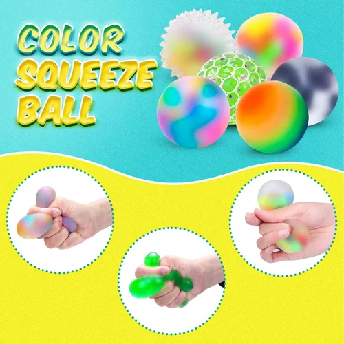 Miniatura 5 de Paquete de 24 bolas antiestrés, bolas esponjosas, bolas para apretar para adultos, bolas de alivio del estrés, rellenos de caja de premios