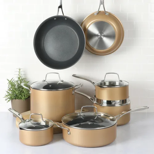 Miniatura 2 de Martha Stewart Juego de 12 Piezas de Utensilios de Cocina Antiadherentes Premium de Aluminio de Calibre Pesado Anodizado Duro, Seguro para Cobre