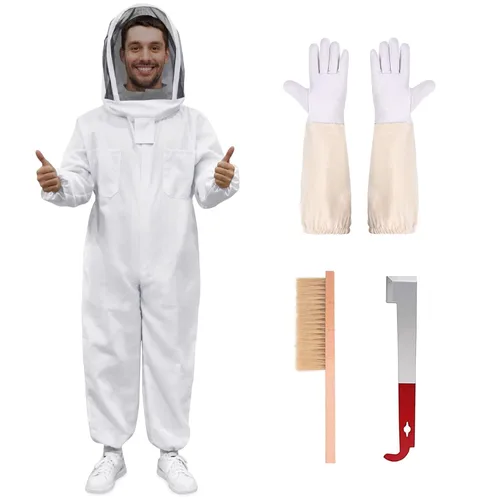 Miniatura 9 de Traje de Abeja, Atuendo de Apicultura Profesional Traje Completo de Apicultor con Capucha y Velo para Hombres y Mujeres Apicultores y Principiantes