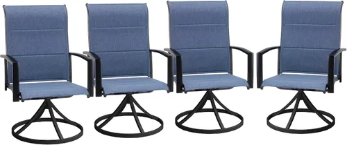 Miniatura 30 de VICLLAX Juego de 2 sillas de comedor giratorias para patio, sillas de exterior de tela de malla de textileno acolchada con reposabrazos para porche