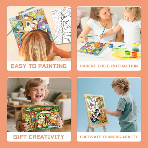 Miniatura 5 de Sixth Space Pintura por números para niños de 4 a 8 años, pintura al óleo acrílica preimpresa para principiantes, incluye lienzo enmarcado