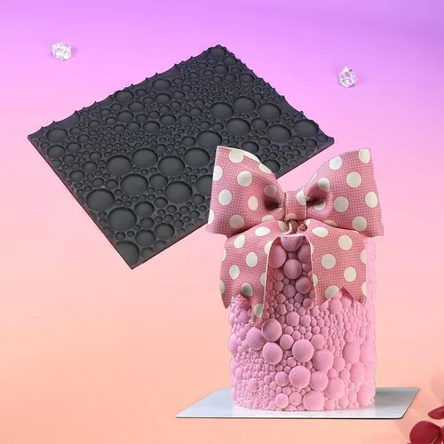 Miniatura 7 de mostsom Molde de silicona para pastel de encaje para fondant y chocolate, decoración de burbujas redondas en relieve, herramientas de horneado