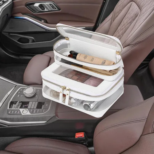 Miniatura 6 de Pinkmik Pequeña bolsa de maquillaje transparente, mini estuche para cosméticos, bolsa de aseo impermeable con cremallera, organizador de bolsos