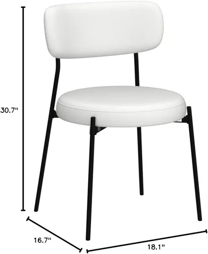 Miniatura 2 de DUHOME Silla de comedor de 2, sillas de comedor acolchadas sin brazos con patas de metal negro, silla auxiliar moderna con respaldo de mediados
