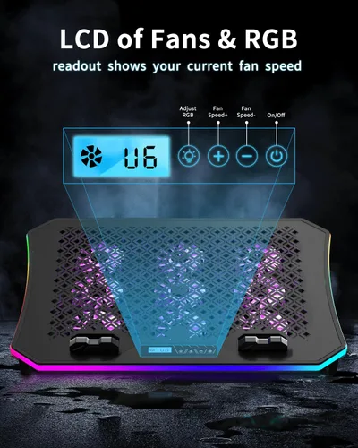 Miniatura 4 de KeiBn Almohadilla de Enfriamiento para Laptop, Almohadilla de Enfriamiento con Ventilador para Laptop Gaming con 9 Ventiladores Silenciosos