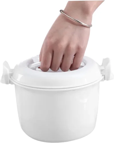 Miniatura 4 de Arrocera para microondas, recipiente para almacenamiento de alimentos, tazón de microondas con tapa, ollas de arroz para microondas, arroz