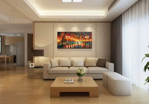 Miniatura 5 de Alenoss Pinturas Metálicas Abstractas 100% Hechas a Mano Lienzo Arte de Pared Textura Gruesa Única Superficie Áspera Pintura al Óleo Moderna 48x24