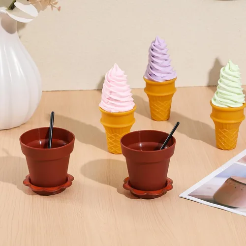 Miniatura 9 de Kichvoe Tazas de pastel con tapa, pala y bandeja, 20 piezas de mini cuencos de postre para yogur, helado, pudín y jardín, fiesta temática de catering