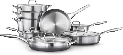 Miniatura 7 de Calphalon Juego de utensilios de cocina de acero inoxidable de 3 capas, 13 piezas, incluye sartenes, ollas y sartenes, inducción, apto