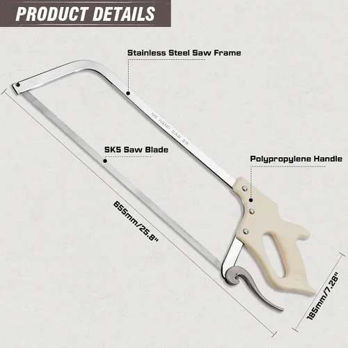 Miniatura 2 de KATA Sierra para Huesos y Carne para Carnicería: Segueta de Carnicero de 20 Pulgadas para Cortar Carne de Venado y Hueso con Hoja SK5 - Sierras