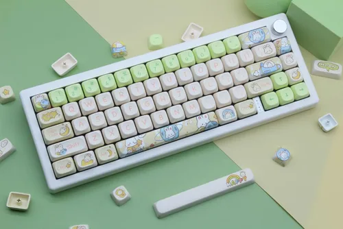 Miniatura 9 de MOA - Teclas de perfil de conejo, lindo conejo personalizado PBT Dye-sub Keycap 144 teclas para teclado mecánico, juego de teclas de tamaño completo