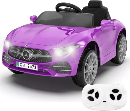Auto de paseo para niños de 12 V con control remoto de 2.4 G, automóvil eléctrico alimentado por batería, puertas dobles, cinturón de seguridad, luz
