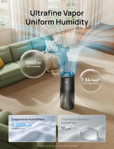 Miniatura 3 de DREO Humidificador Evaporativo Inteligente para Habitación Grande hasta 1000 pies², Humidificador de Aire de Alta Salida 800ml/h para Dormitorio