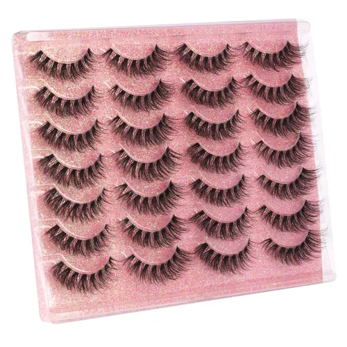 Miniatura 7 de Pestañas postizas de banda transparente, pestañas de visón falsas, pestañas de ojo de gato, pestañas Wispy de 16mm, pestañas naturales con curvatura