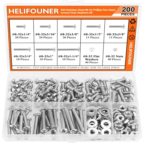 Miniatura 18 de HELIFOUNER 65 piezas de 5 tamaños de acero inoxidable 304 1/4-20 x 3/8 pulgadas 1/2 pulgadas 5/8 pulgadas 3/4 pulgadas 1 pulgada UNC cabeza de botón