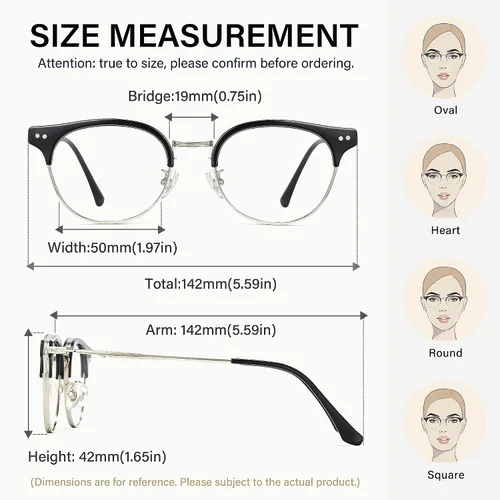 Miniatura 8 de Cyxus Cat Eye 99% Blue Light Blocking Glasses for Women, TR90 and Metal Retro Round Frame Computer Use Eyeglasses 8019