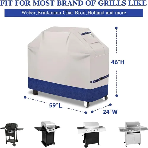 Miniatura 2 de Cubierta de Parrilla 600D Resistente, Protector de Barbacoa Universal Impermeable con Correas Ajustables, Cubierta de Horno al Aire Libre Resistente