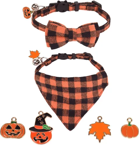 Miniatura 9 de ADOGGYGO Collar navideño para gato con campana de lazo, paquete de 2 collares de Navidad para gatito rojo y verde