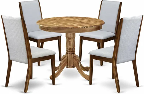 Miniatura 18 de East West Furniture ANLA3-ABK-47 - Juego de muebles de comedor de 3 piezas que contiene una mesa de cocina redonda con pedestal y 2 sillas