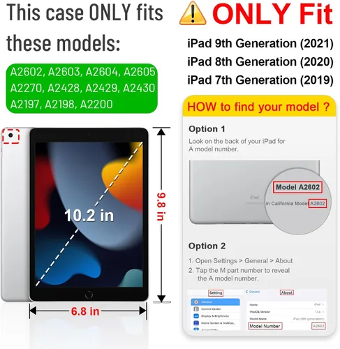 Miniatura 2 de Fintie SlimShell - Funda para iPad de 9ª/8ª/7ª generación (modelo 2021/2020/2019) de 10.2 pulgadas - [Soporte para lápices incorporado] Cubierta