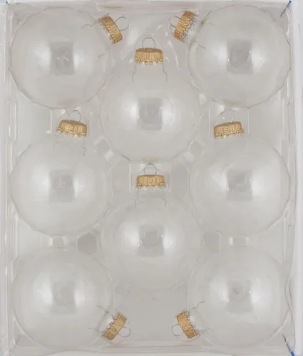 Miniatura 6 de Christmas by Krebs [Paquete de 12] Transparente con tapas plateadas de 2" (50 mm) Adorno de diseño sin costuras, esfera de cristal artesanal