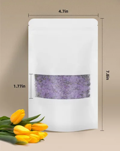 Miniatura 2 de 100 bolsas de papel kraft con ventana de 4.7 x 7.8 pulgadas, reutilizables, sellables, con cierre de cremallera, almacenamiento de alimentos, bolsas