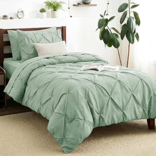 Miniatura 32 de CozyLux - Juego de ropa de cama con pliegues plisados de 7 piezas en una bolsa; edredón tamaño King para todas las estaciones, sábanas, fundas