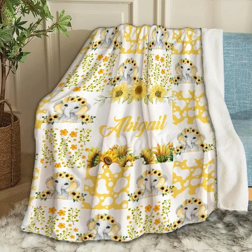 Miniatura 55 de Manta de bebé personalizada con nombre, manta personalizada con nombre de elefante, regalos para recién nacidos, mantas súper suaves para cama