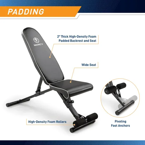 Miniatura 5 de Marcy Foldable Adjustable Utility Weight Bench, Strength Training Home Gym for Full Body Workout