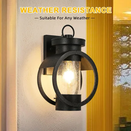 Miniatura 6 de Lámpara de pared industrial con sensor de atardecer a amanecer, moderna lámpara de pared exterior impermeable, lámpara de pared exterior negra mate
