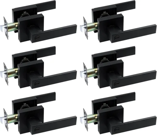 Miniatura 14 de JO.KO Pomo de puerta negro mate, cerradura de puerta de entrada sin llave para privacidad interior, manijas de puerta reversibles