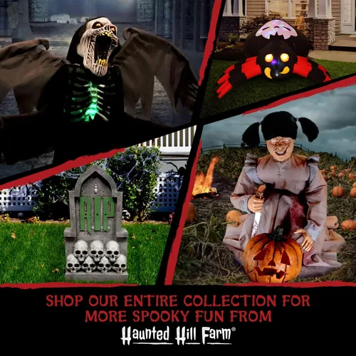 Miniatura 8 de Haunted Hill Farm Soul Sucker Demon Reaper con Niño de Tekky, Animatrónico de Halloween con Activación por Movimiento y Habla para Decoraciones