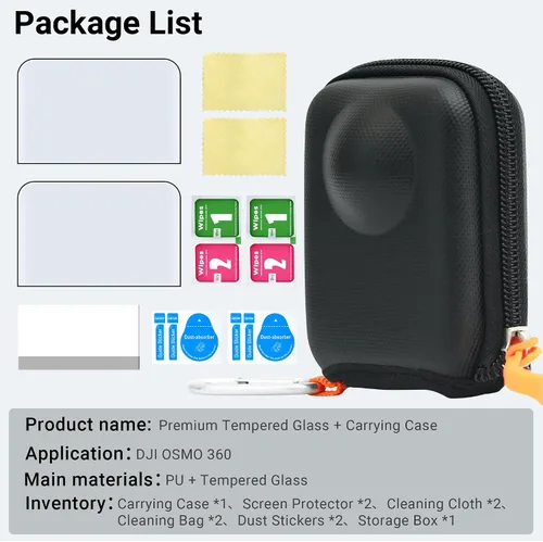 Miniatura 9 de CYNOVA Osmo 360 - Funda para accesorios DJI Osmo 360, con protector de pantalla (2 juegos), funda rígida de almacenamiento de viaje compatible